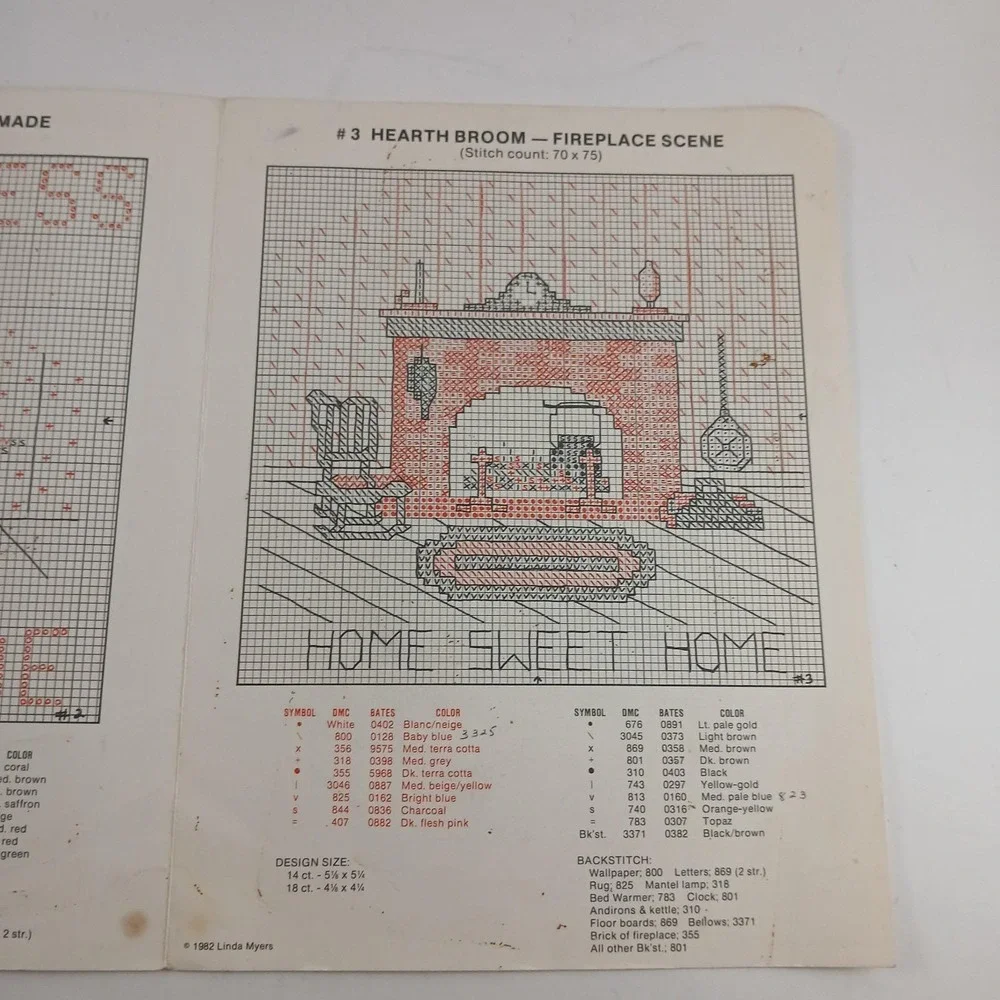 Vtg Cross Stitch 5 Craft Patterns Country Broom Covers Linda Myers 1982